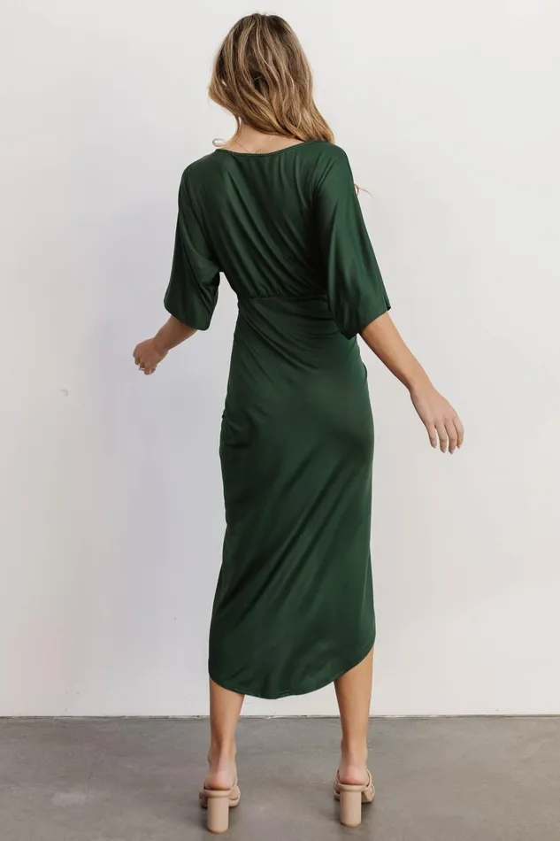 Women Wedding Guest Baltic Born Solana Ruched Dress Hunter Green