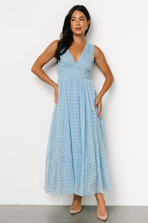 Women Wedding Guest Baltic Born Thalia Embroidered Tank Midi Dress Blue