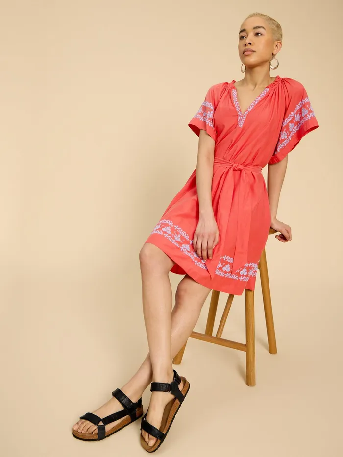 Women White Stuff Clothing Anna Cotton Embroidered Dress