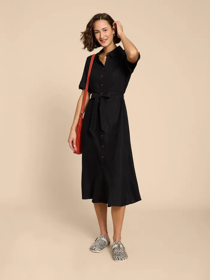 Women White Stuff Clothing Beth Linen Blend Shirt Dress