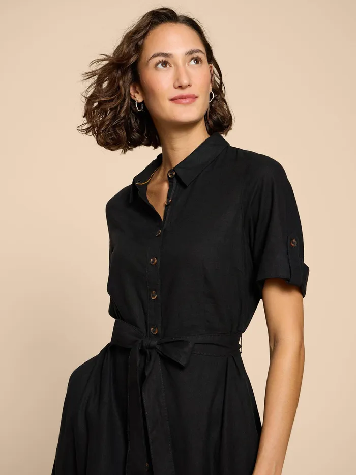 Women White Stuff Clothing Beth Linen Blend Shirt Dress
