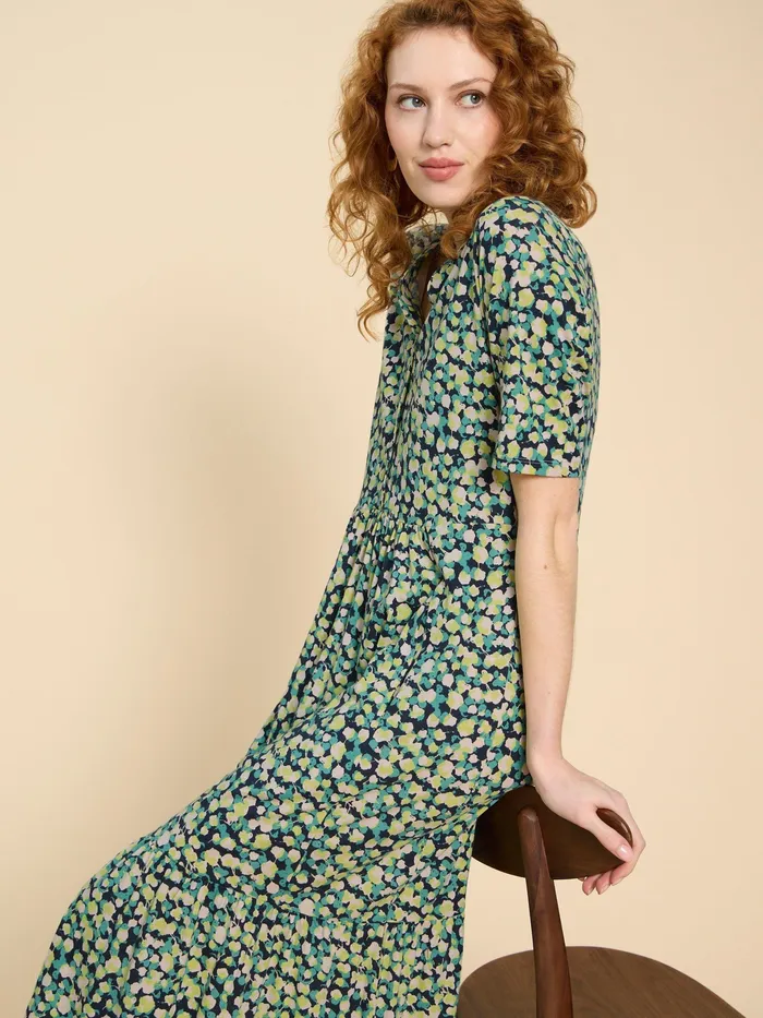 Women White Stuff Clothing Naya Jersey Printed Tiered Dress