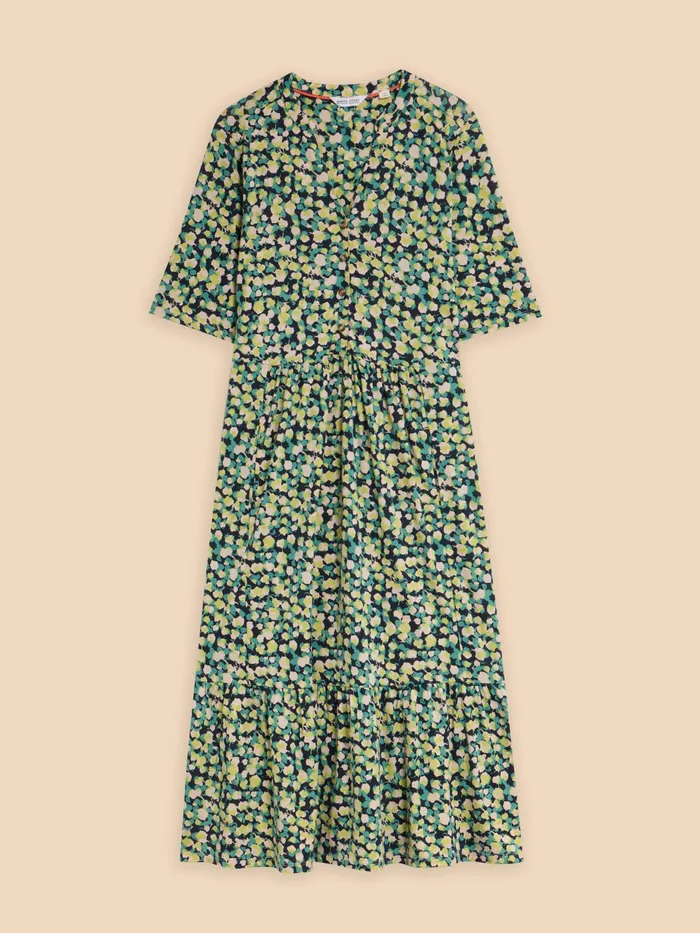 Women White Stuff Clothing Naya Jersey Printed Tiered Dress