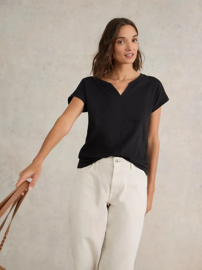Women White Stuff Clothing NELLY COTTON NOTCH NECK TEE
