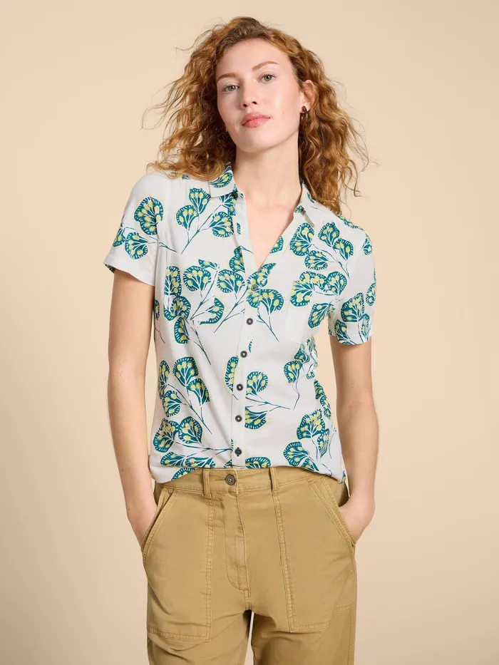 Women White Stuff Clothing PENNY JERSEY POCKET SHIRT