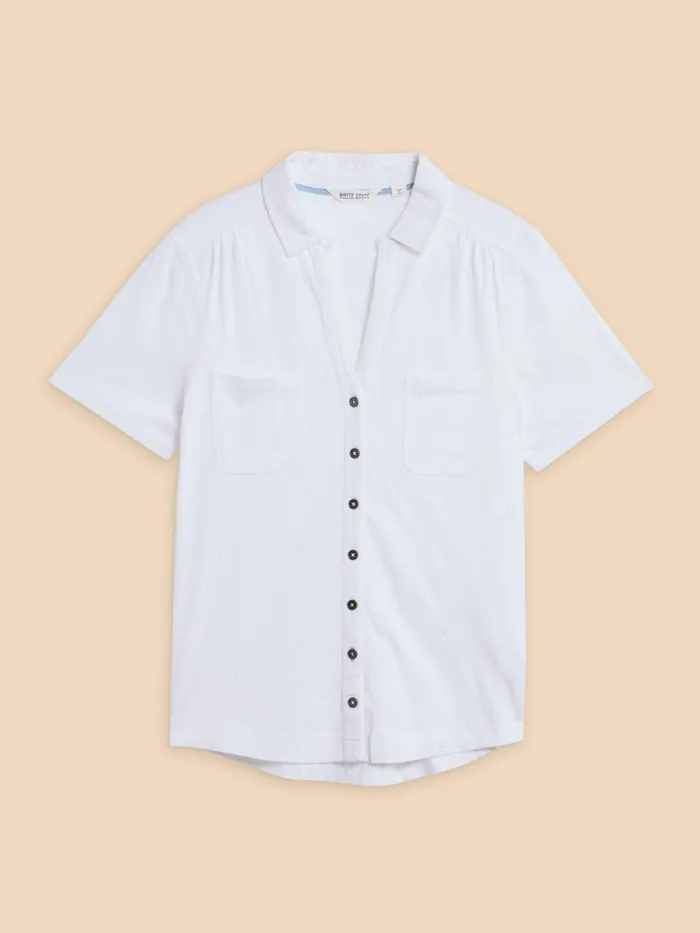 Women White Stuff Clothing PENNY POCKET EMBROIDERED SHIRT Women White Stuff Clothing PENNY POCKET EMBROIDERED SHIRT