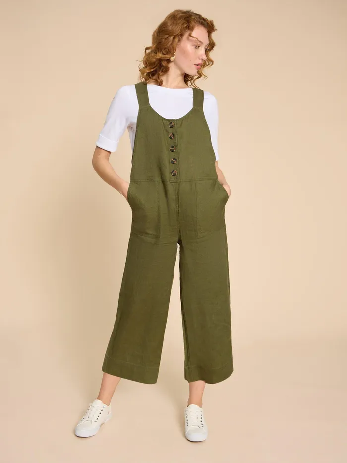 Women White Stuff Clothing Viola Crop Linen Dungaree