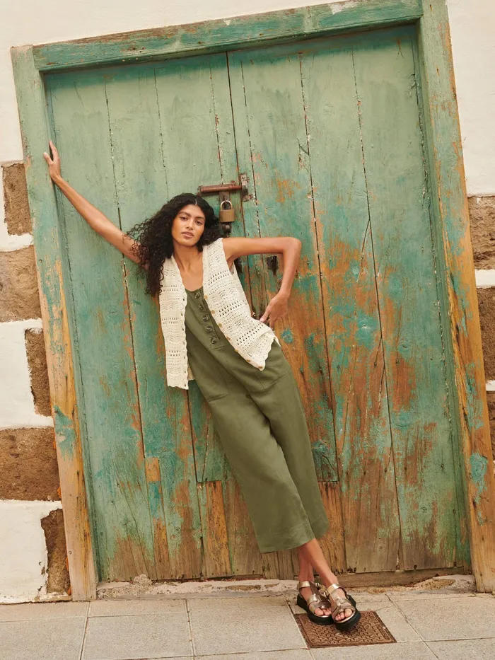 Women White Stuff Clothing Viola Crop Linen Dungaree