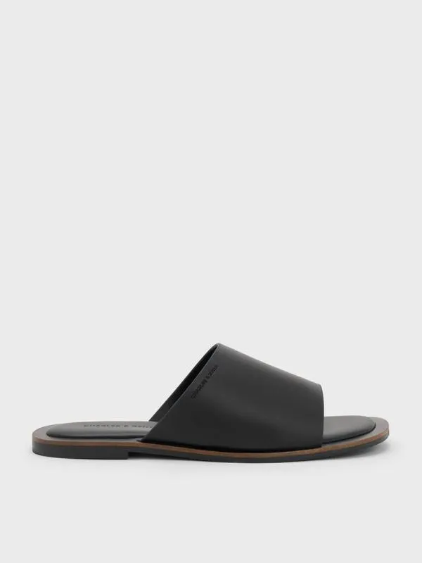 Women WideStrap Slide Sandals 8211 Black CHARLES and KEITH Sandals