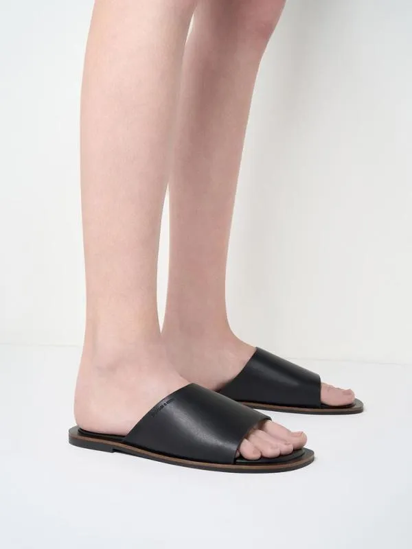 Women WideStrap Slide Sandals 8211 Black CHARLES and KEITH Sandals