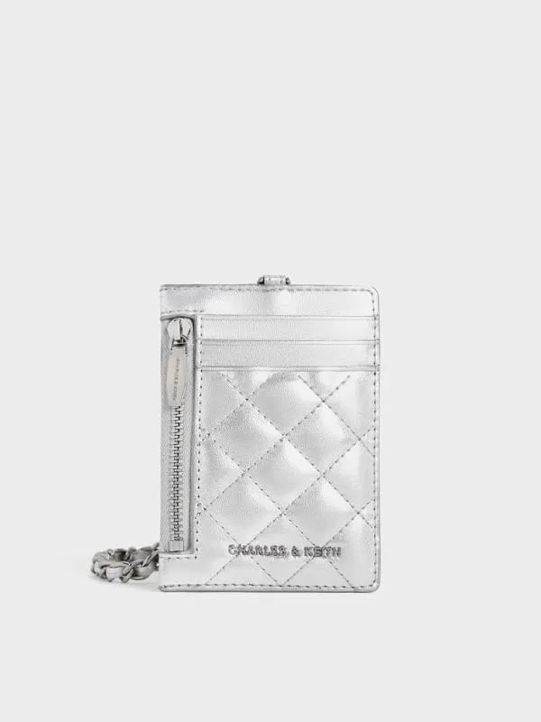 Women Wisteria Quilted BraidedStrap Card Holder 8211 Silver CHARLES and KEITH Card Holders