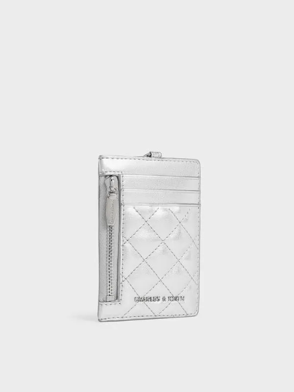 Women Wisteria Quilted BraidedStrap Card Holder 8211 Silver CHARLES and KEITH Card Holders