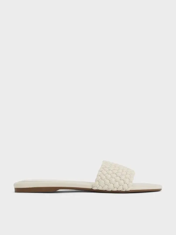 Women Woven OpenToe Slides 8211 Chalk CHARLES and KEITH Sandals