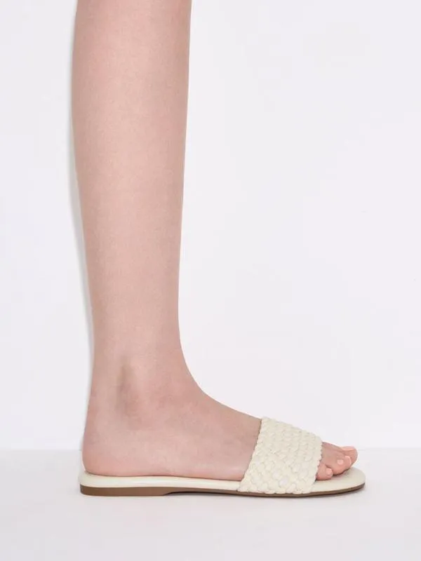 Women Woven OpenToe Slides 8211 Chalk CHARLES and KEITH Sandals