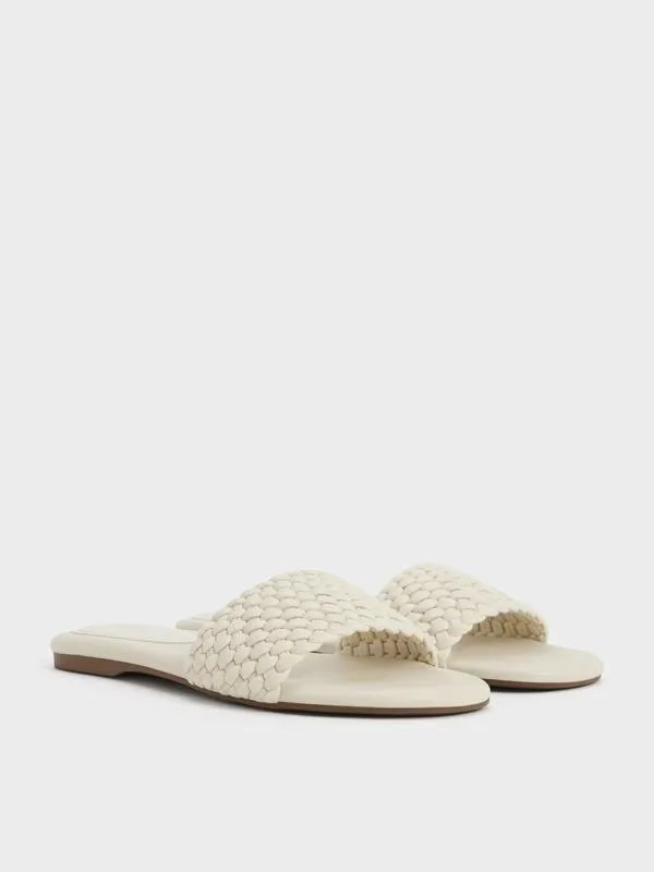 Women Woven OpenToe Slides 8211 Chalk CHARLES and KEITH Sandals