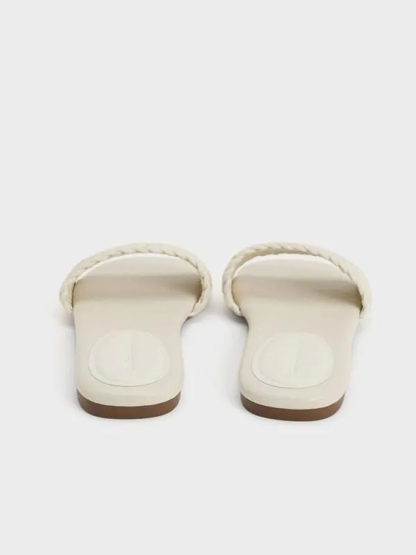 Women Woven OpenToe Slides 8211 Chalk CHARLES and KEITH Sandals