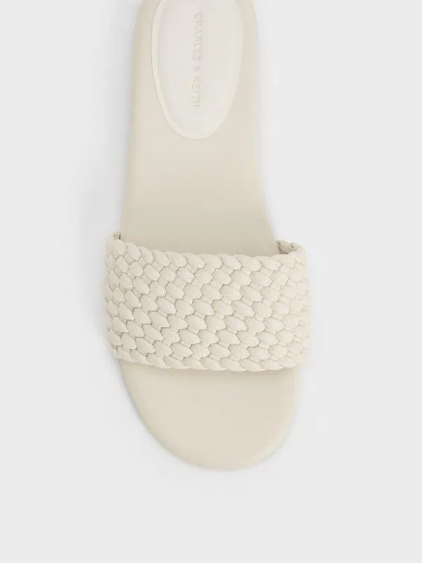 Women Woven OpenToe Slides 8211 Chalk CHARLES and KEITH Sandals