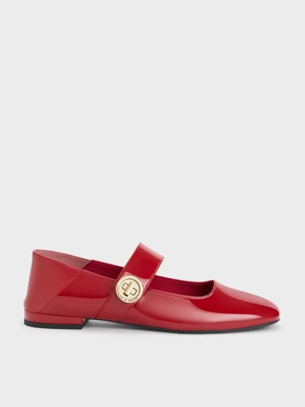 Women Yara Patent Mary Jane Flats 8211 Red CHARLES and KEITH Flats