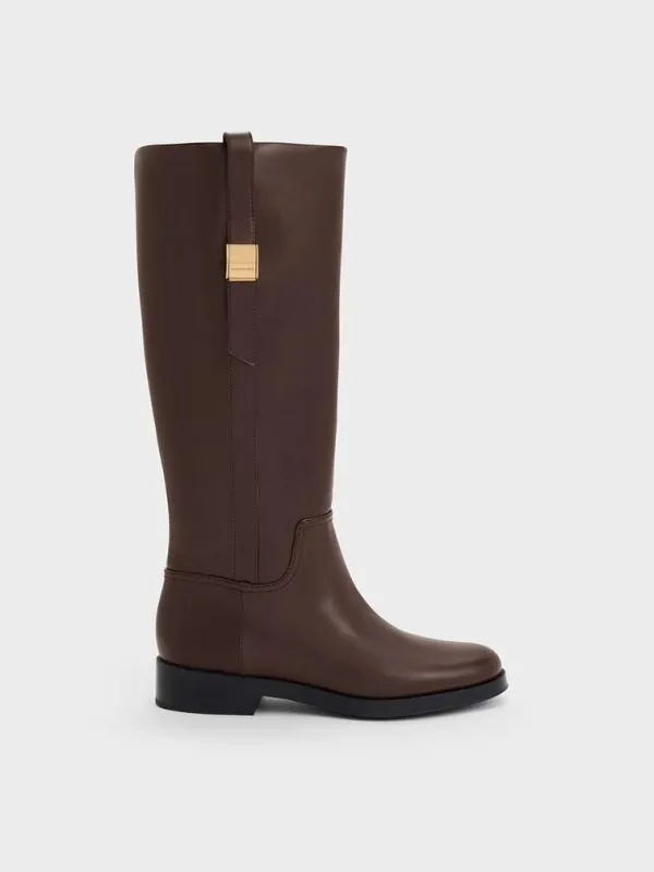Women Yvette MetallicAccent KneeHigh Boots 8211 Dark Brown CHARLES and KEITH Boots Women Yvette MetallicAccent KneeHigh Boots 8211 Dark Brown CHARLES and KEITH Boots