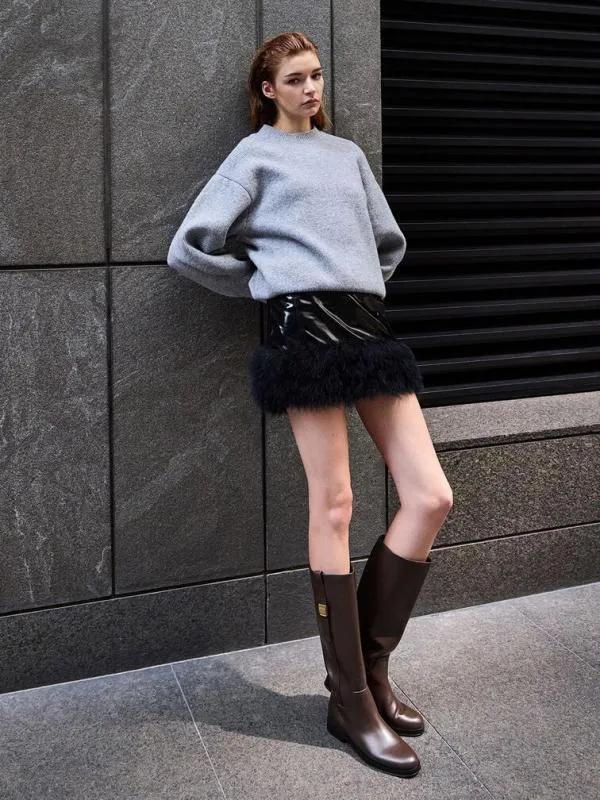 Women Yvette MetallicAccent KneeHigh Boots 8211 Dark Brown CHARLES and KEITH Boots