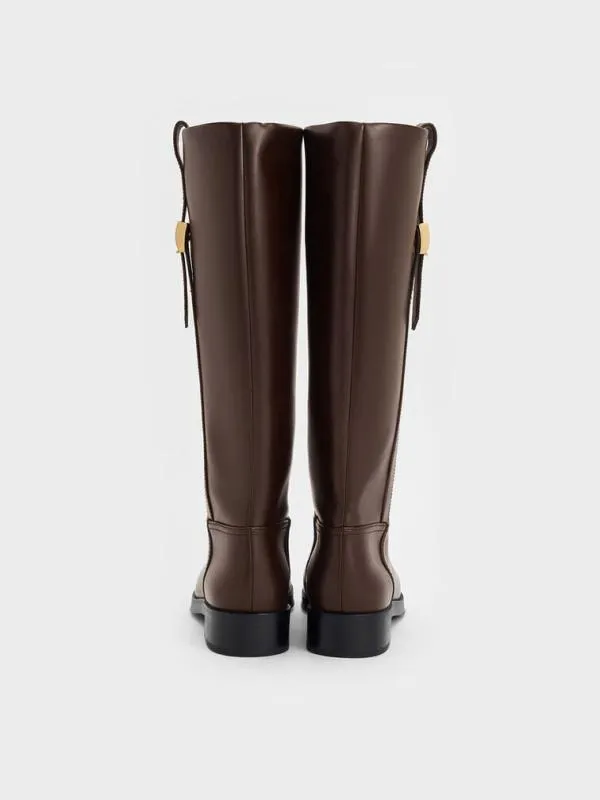 Women Yvette MetallicAccent KneeHigh Boots 8211 Dark Brown CHARLES and KEITH Boots