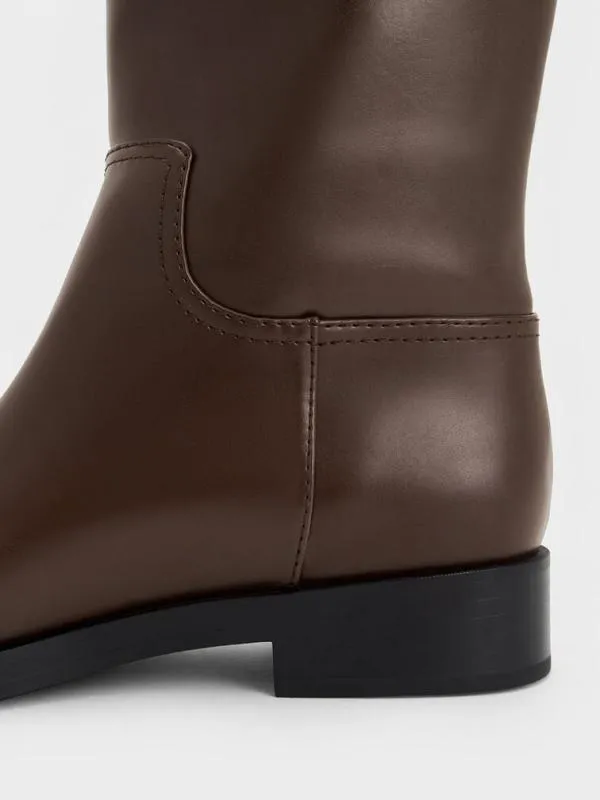 Women Yvette MetallicAccent KneeHigh Boots 8211 Dark Brown CHARLES and KEITH Boots
