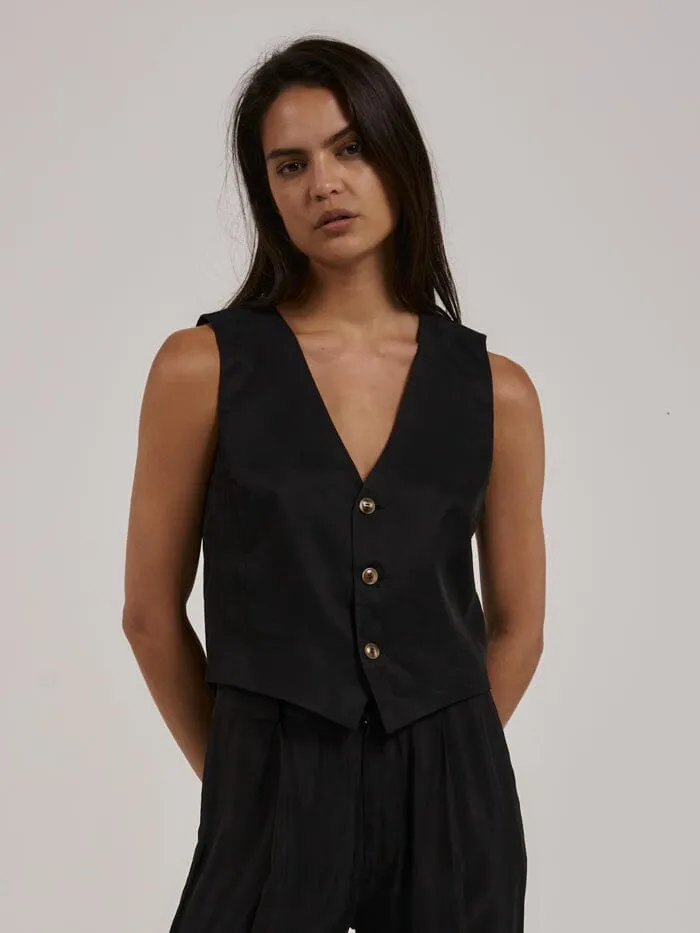 Womens Agnes Cupro Vest Black Thrills Tops and Tees