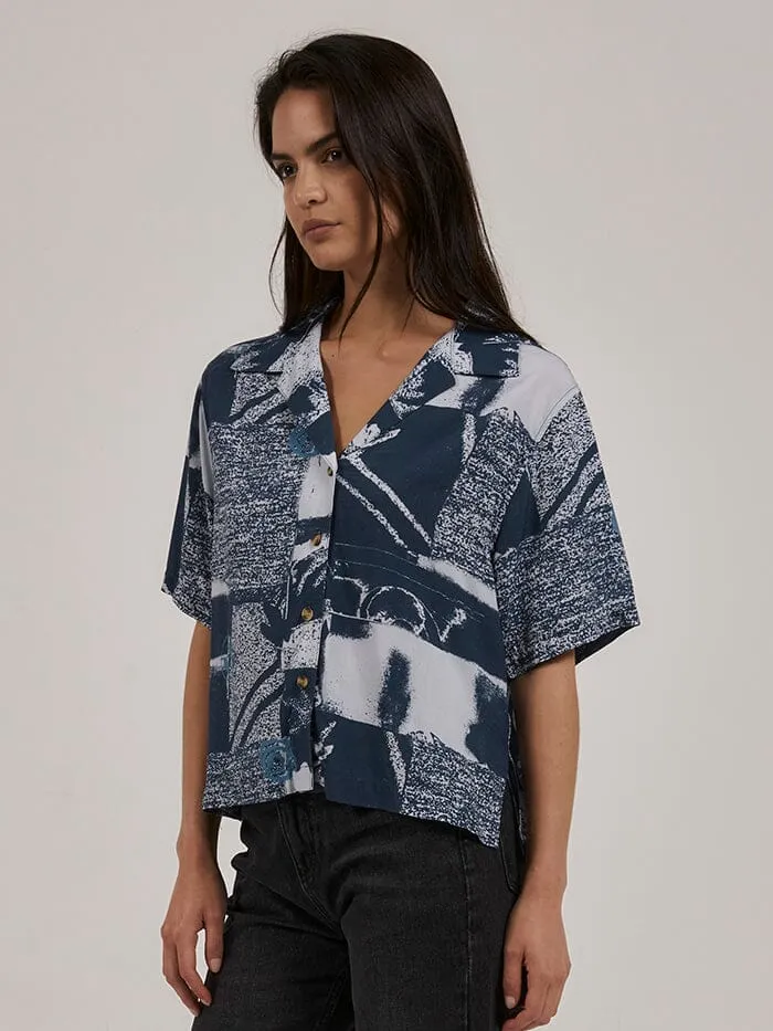 Womens Alchemy Bowling Shirt New Teal Thrills Tops and Tees