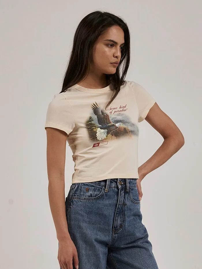 Womens Beholder Y2K Tee Cotton Cream Thrills Tops and Tees