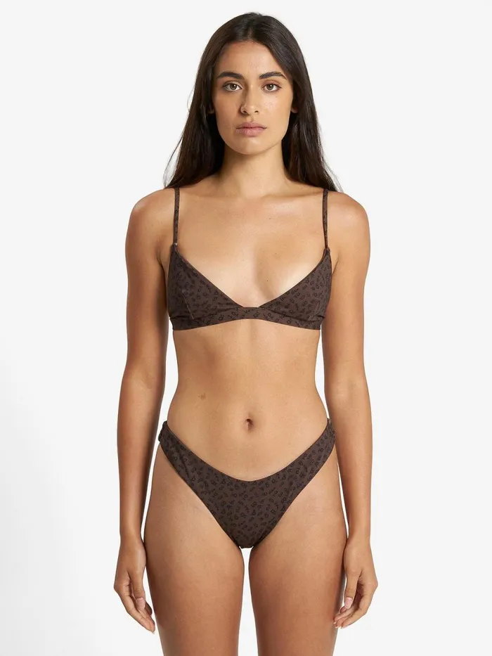 Womens Cassia Fixed Triangle Bikini Top Black Thrills Swim