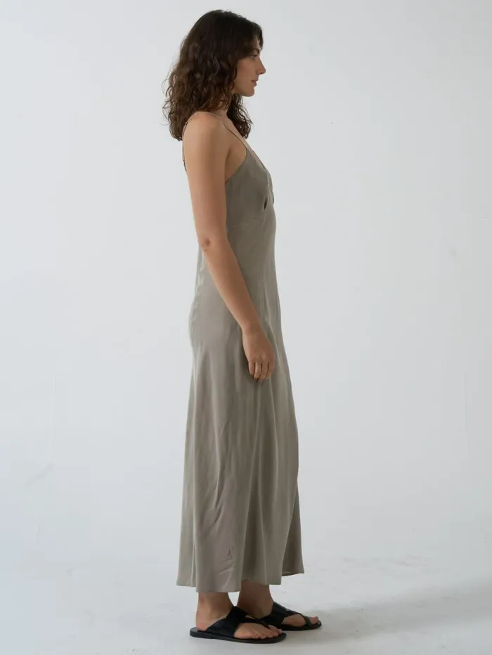 Womens Chelsea Full Length Slip Dress Stone Grey Thrills Dresses