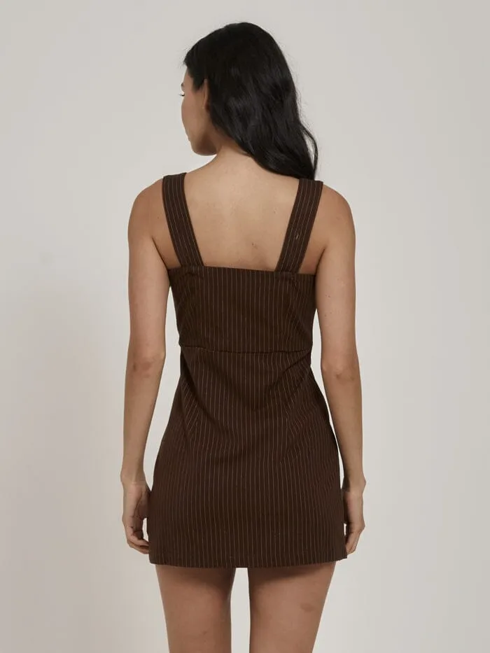 Womens Connie Pinstripe Dress Brown Thrills Dresses