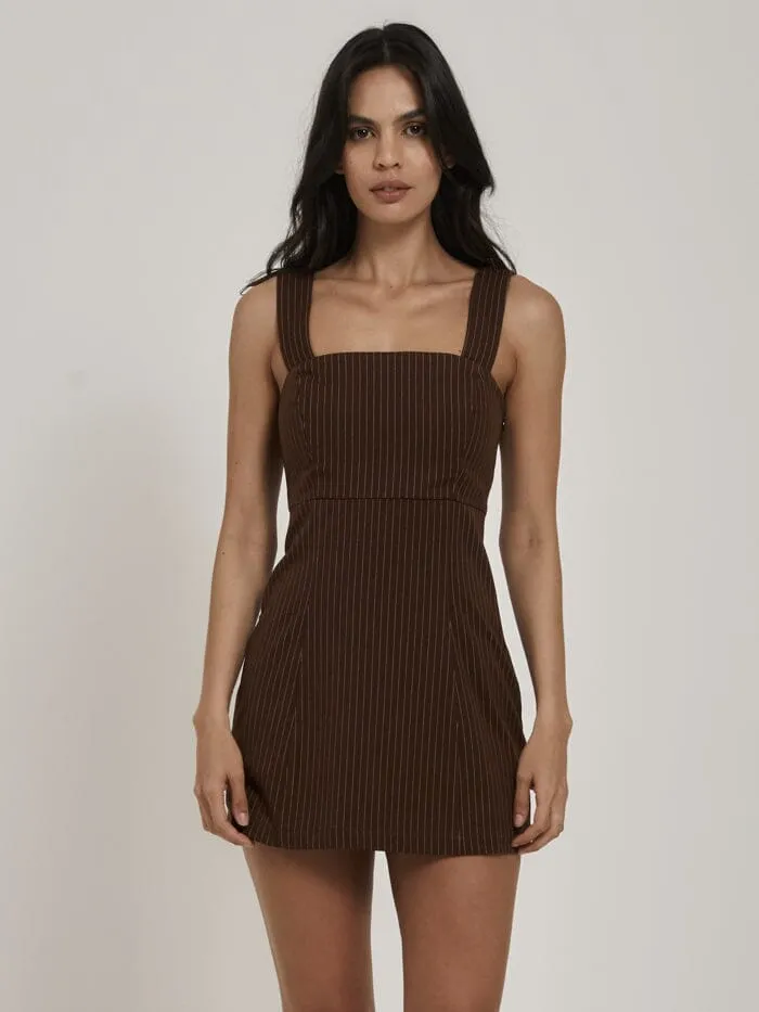 Womens Connie Pinstripe Dress Brown Thrills Dresses