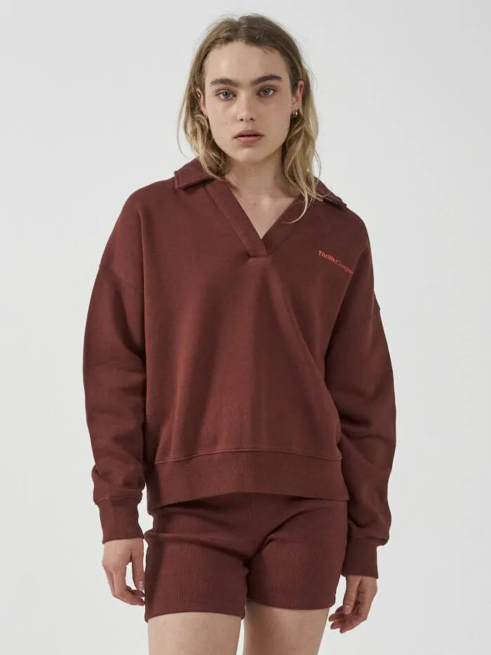 Womens Density Slouch Fleece Polo Port Thrills Tops and Tees