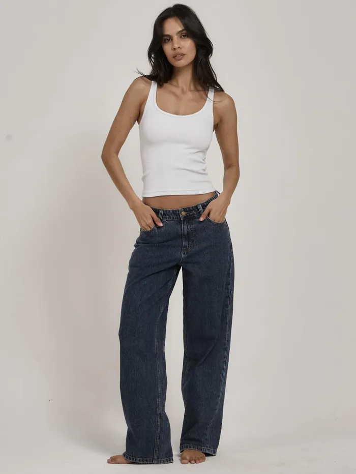 Womens Elle Plunge Tank White Thrills Tops and Tees
