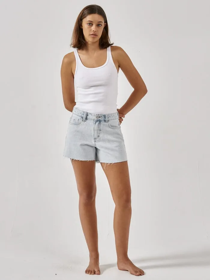 Womens Erica Mid Rise Short Faded Dust Blue Thrills Denim Shorts