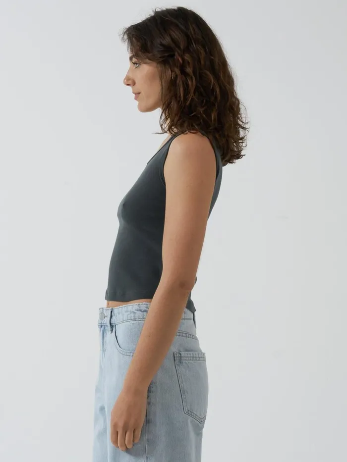Womens Fisheye Y2k Tank Merch Black Thrills Tops and Tees