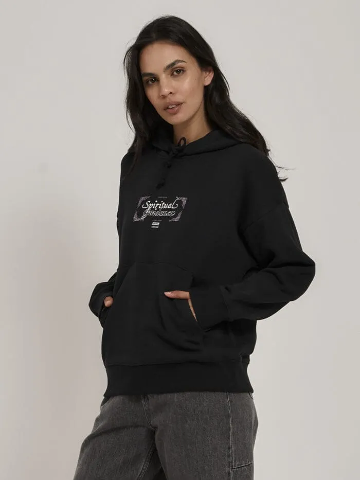 Womens Future Guidance Fleece Hood Washed Black Thrills Sweaters and Fleece