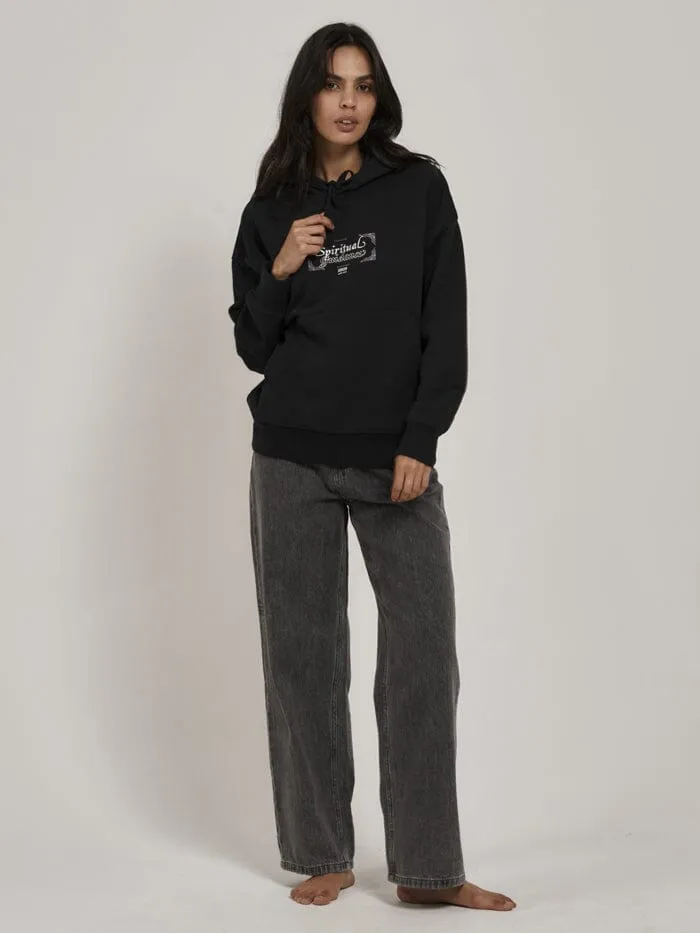 Womens Future Guidance Fleece Hood Washed Black Thrills Sweaters and Fleece
