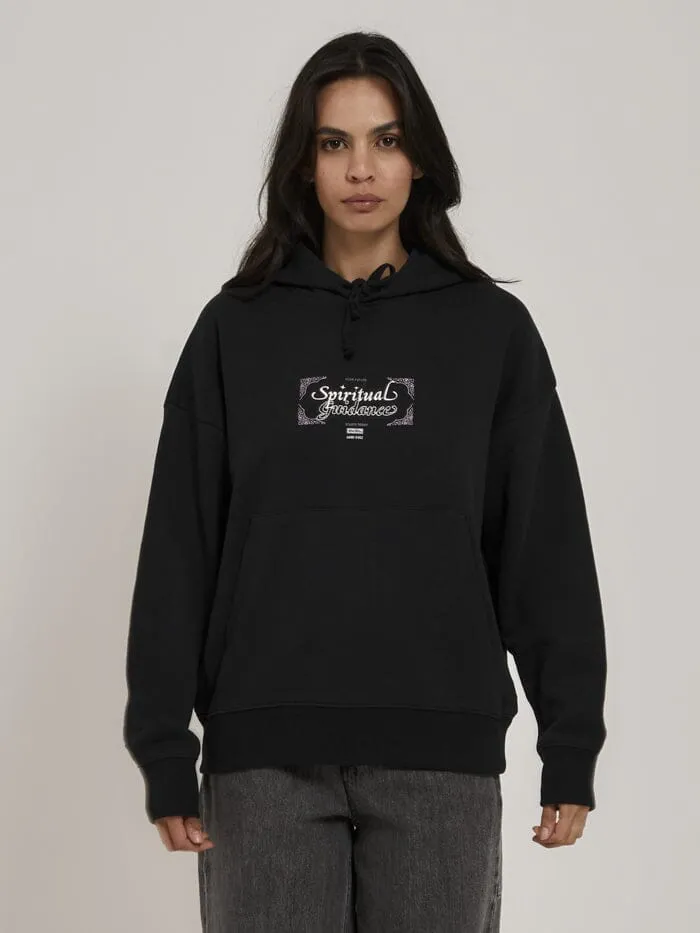 Womens Future Guidance Fleece Hood Washed Black Thrills Sweaters and Fleece