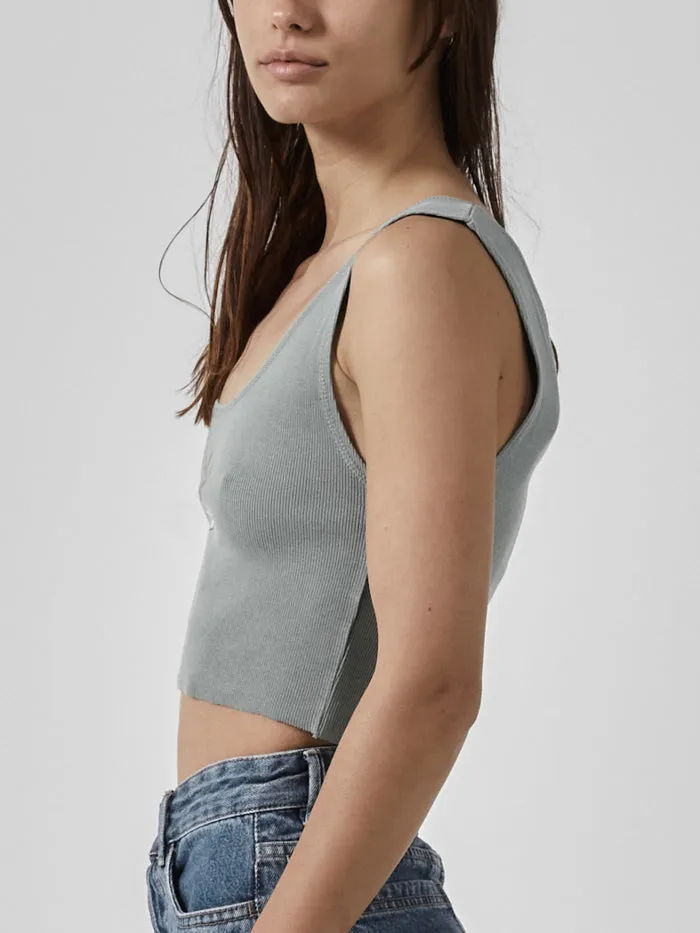 Womens Golden Paradise Crop Rib Singlet Sea Glass Thrills Tops and Tees