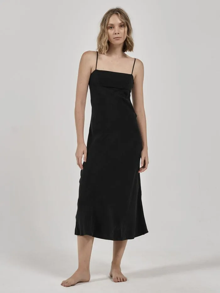 Womens Inez Mid Length Slip Dress Antique Black Thrills Dresses