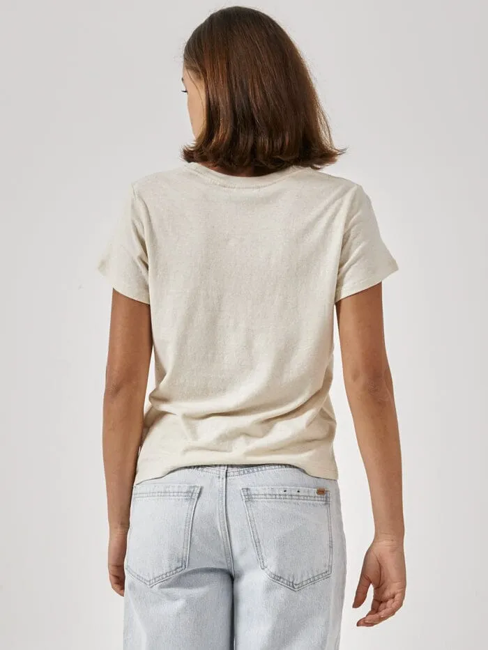 Womens Infinite Existence Hemp Everyday Tee Unbleached Thrills Tops and Tees