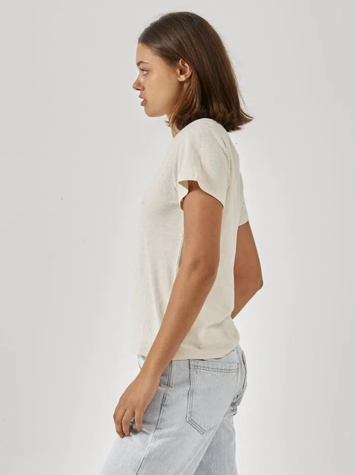 Womens Infinite Existence Hemp Everyday Tee Unbleached Thrills Tops and Tees