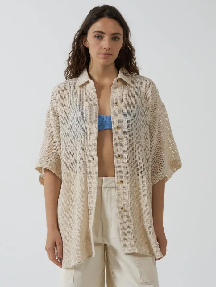 Womens Lattice Shirt Unbleached Thrills Tops and Tees