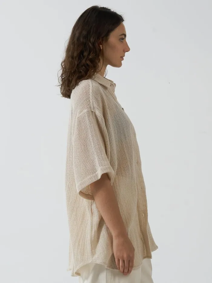 Womens Lattice Shirt Unbleached Thrills Tops and Tees