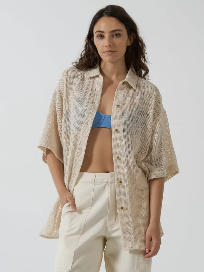 Womens Lattice Shirt Unbleached Thrills Tops and Tees