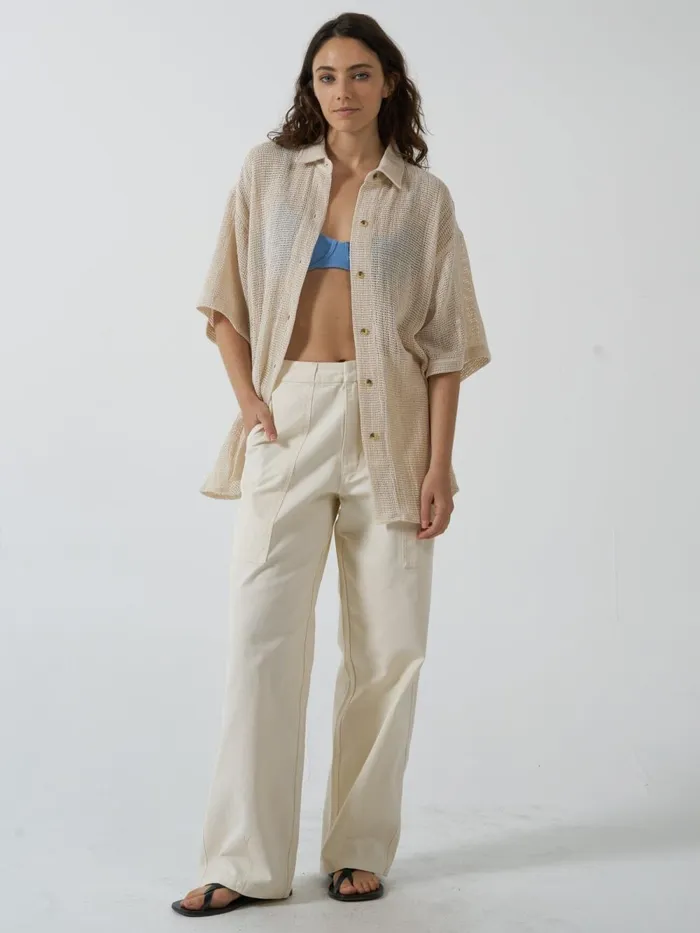 Womens Lattice Shirt Unbleached Thrills Tops and Tees