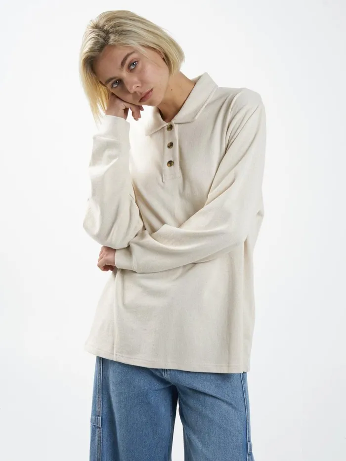 Womens Logan Rugby Polo Unbleached Thrills Tops and Tees