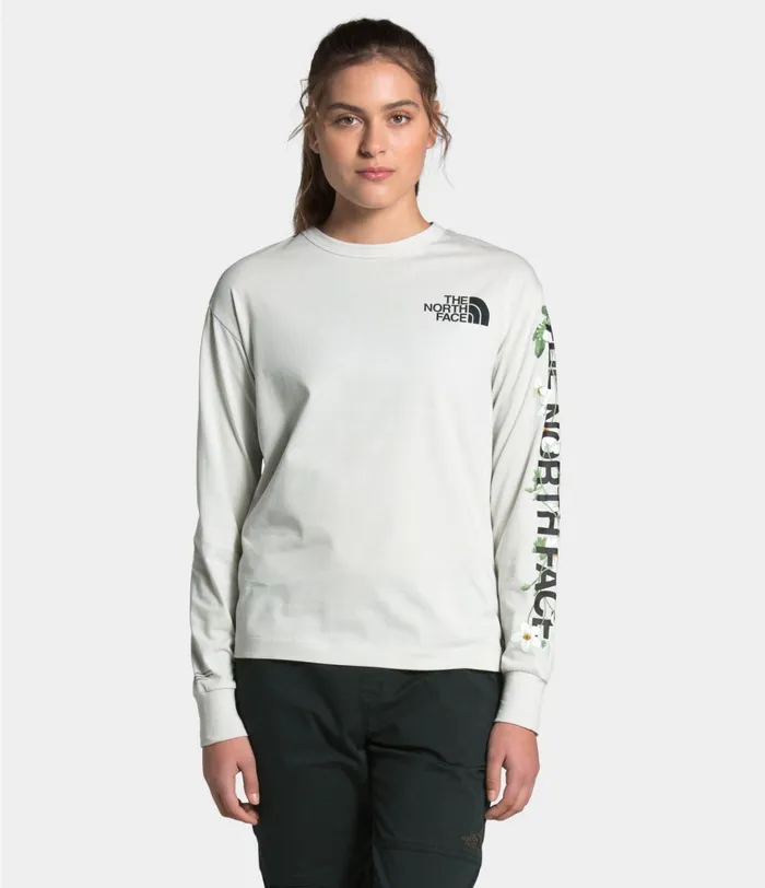 Womens Long Sleeve Himalayan Bottle Source Tee Light Tin Grey The North Face Casual Tops